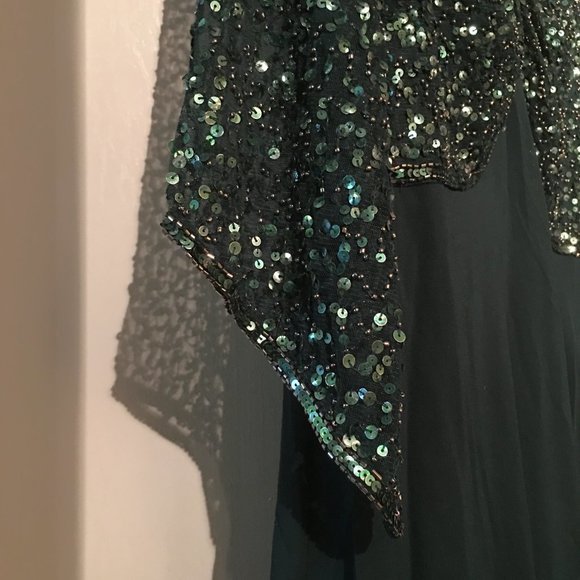 J KARA 3/4 Sleeve V-Neck Beaded Top Long Gown  NEW WITH TAGS! - Picture 11 of 16